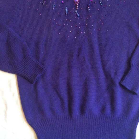 Sear's Traditional Collection Sweater Women's Sz Small 34 Purple Fairycore Beads - Picture 10 of 13